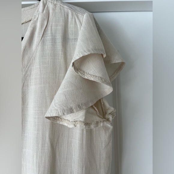 Vanessa Alexandra Linen Blend Dress Tan Made In Italy Size M - Picture 4 of 8